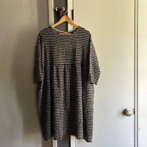 Ichi Antiquities wool linen cotton gingham checked dress OS